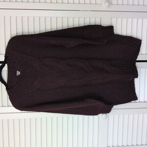 Aerie Maroon Knit Wool Blend Oversized Sweater